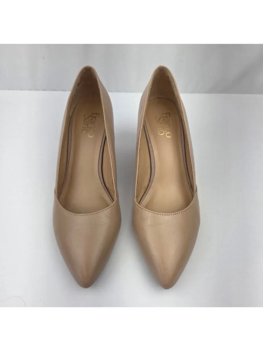 Franco Sarto Frankie Pointed Toe Leather Wedge Heels Nude Size 9M